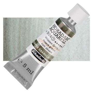 Open in modal - Schmincke Horadam Aquarell Watercolor - Desert Green, 5 ml tube and swatch