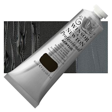Open in modal - Winsor & Newton Professional Acrylic Paint - Ivory Black, 60 ml tube and swatch
