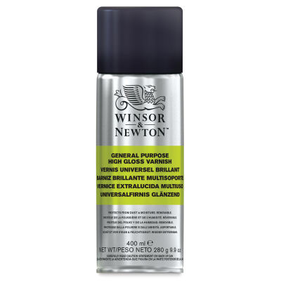 Winsor & Newton General Purpose Spray Varnish - Front view of High Gloss Spray Can