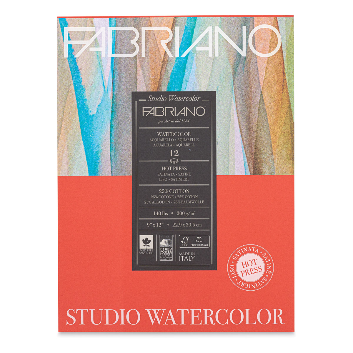Fabriano 24x34cm WATERCOLOUR ART PAPER PAD 25% Cotton Cold Pressed 200gsm  12pk