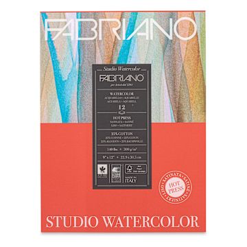 Open in modal - Fabriano Studio Watercolor Pad - 9" x 12", 300 gsm, Hot Press, 12 Sheets (front cover)