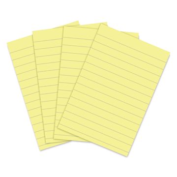 Open in modal - Post-it Recycled Super Sticky Notes - Canary Yellow, 4" x 6", Pkg of 4, Lined, fanned out