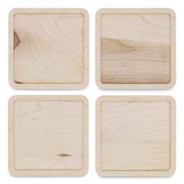 Open in modal - Leisure Arts Welled Wood Surface Coasters - Pkg of 4, Square, 4"