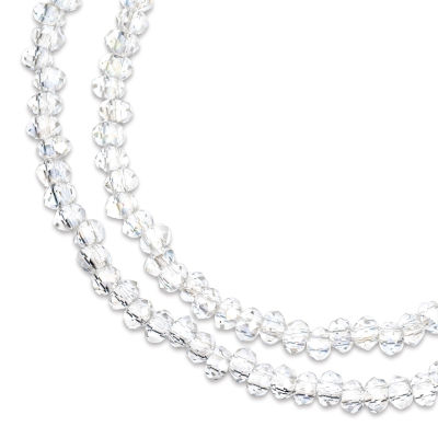 John Bead Crystal Lane Rondelle Bead Strands - Crystal, Transparent, AB, 7" (Close-up of beads)