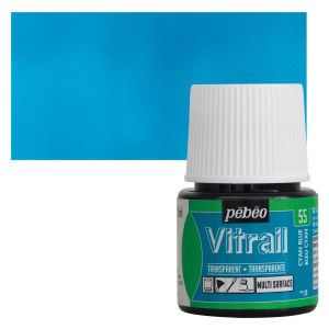 Pebeo Vitrail Paint - Cyan Blue, 45 ml bottle