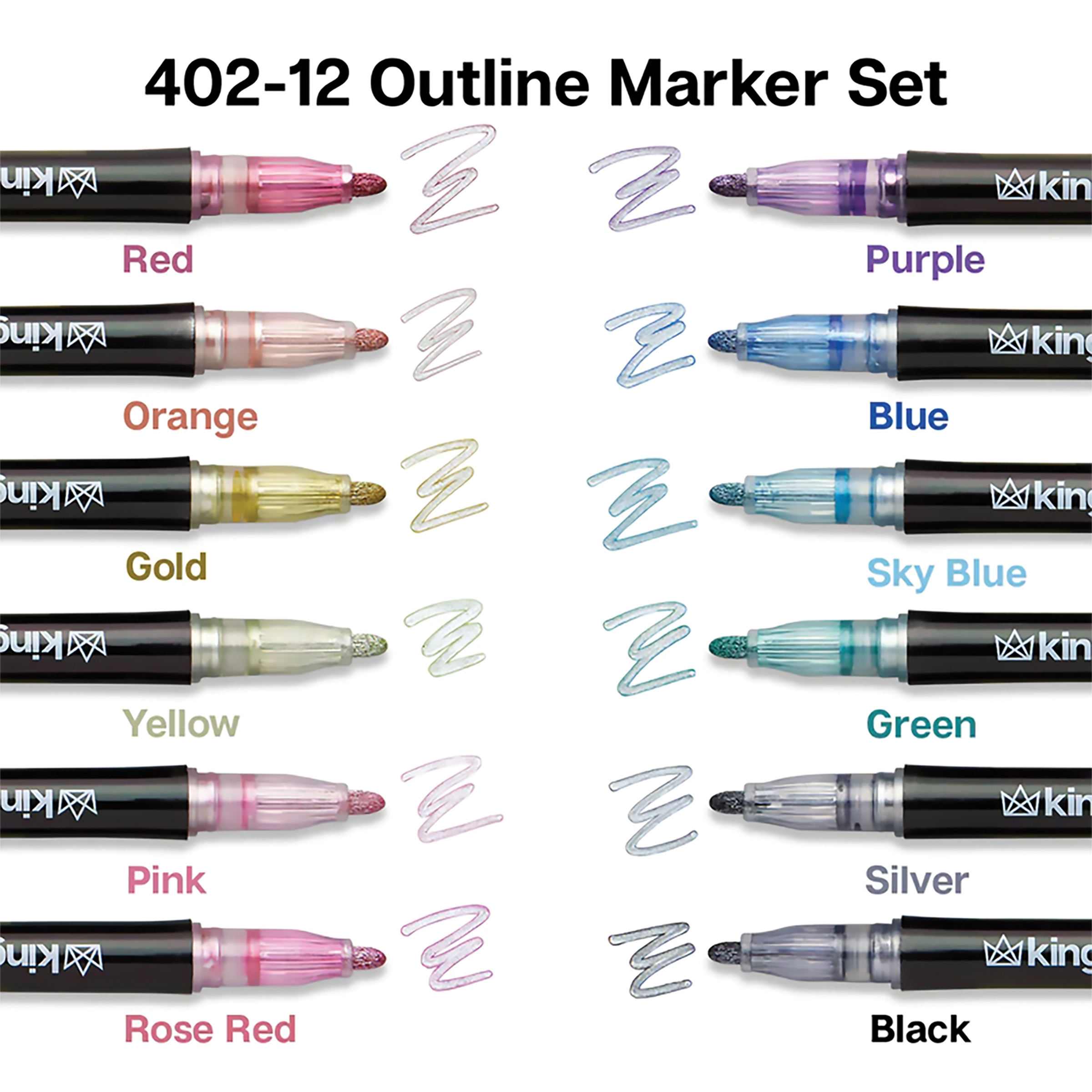 Kingart Outline Metallic Markers Set | BLICK Art Materials