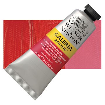 Open in modal - Winsor & Newton Galeria Flow Acrylic - Cadmium Red Hue, 60 ml tube and swatch