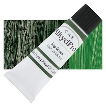 Open in modal - CAS AlkydPro Fast-Drying Alkyd Oil Color - Sap Green, 37 ml tube and swatch