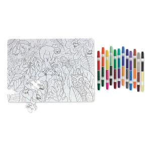 Faber-Castell Color By Number Puzzle - Jungle Animals (Unfinished puzzle and markers)