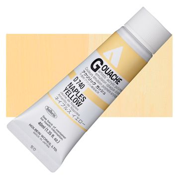 Open in modal - Holbein Acrylic Gouache - Naples Yellow, 40 ml tube and swatch