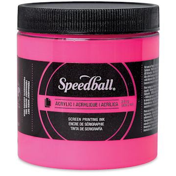 Open in modal - Speedball Permanent Acrylic Screen Printing Ink - Fluorescent Hot Pink, 8 oz