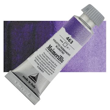 Open in modal - Maimeri Blu Artist Watercolor - Permanent Violet Blue, 12 ml Tube and swatch