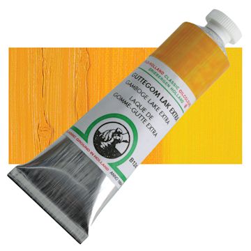 Open in modal - Old Holland Classic Oil Color - Gamboge Lake Extra, 40 ml tube and swatch