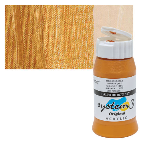 Daler-Rowney System3 Acrylic - Rich Gold Hue, 500 ml bottle