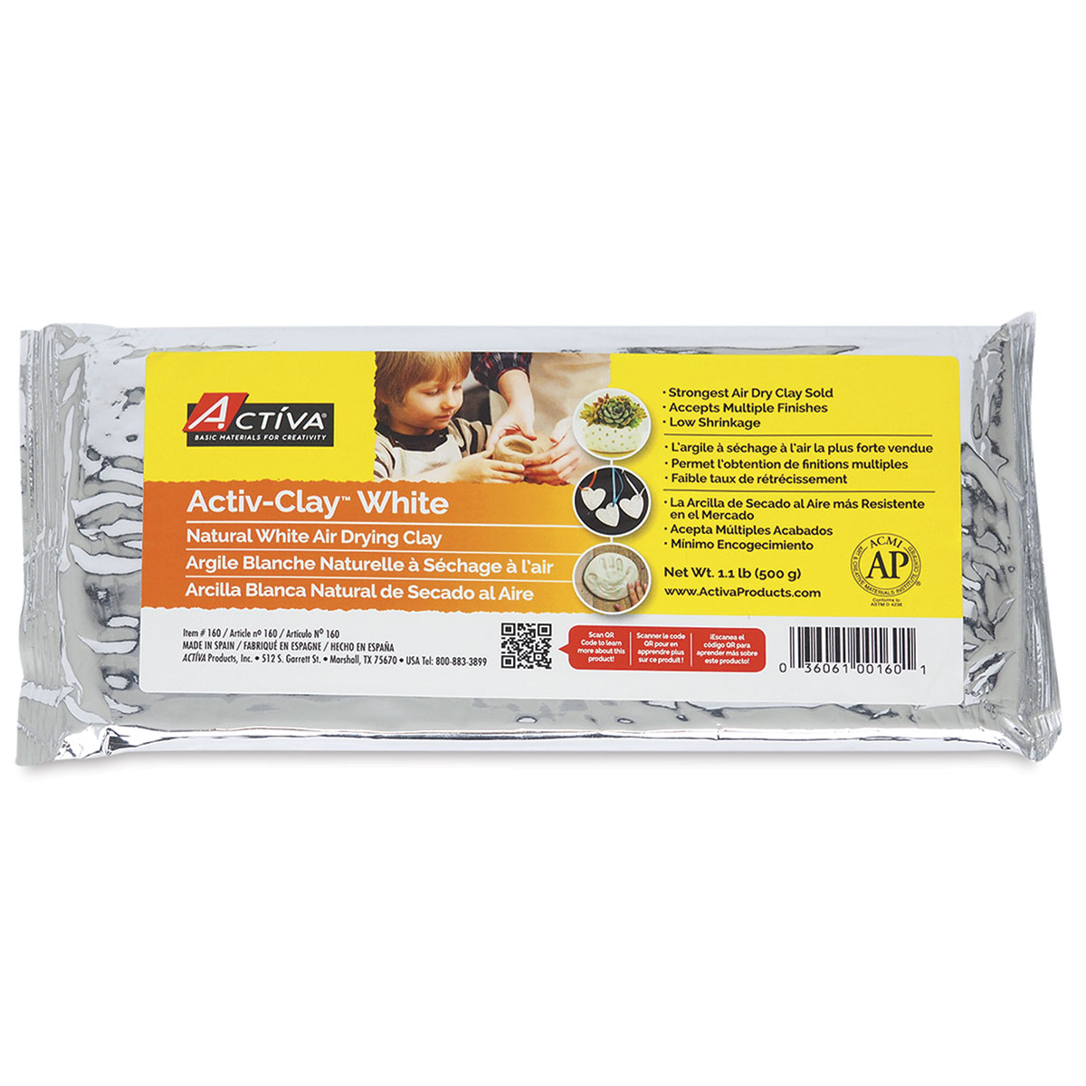 Activ-Clay Air Dry Clay, White, 3.3 lbs. API182 22.5 New