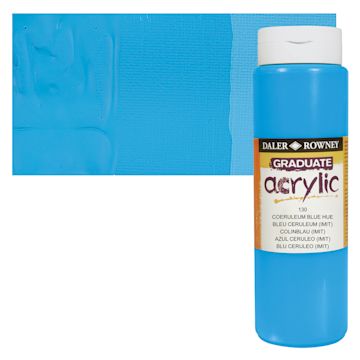 Open in modal - Daler-Rowney Graduate Acrylic Paint - Coeruleum Hue, 500 ml bottle and swatch