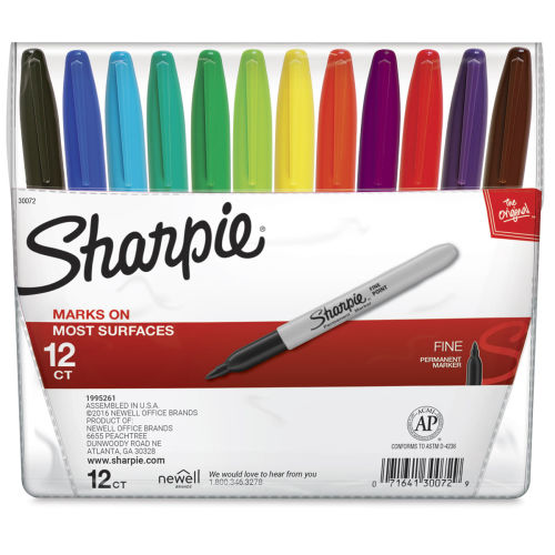 Sharpie Fine Point Permanent Markers - Assorted Colors, Set of 12