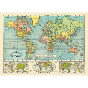 Cavallini World Map 6 Gift Wrap