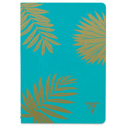Clairefontaine Neo Deco Notebook - Leaves, Turquoise, 96 Pages, 6" x 8-1/4" (front)