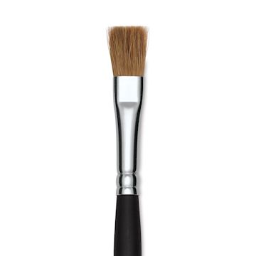 Open in modal - Old Holland Kolinsky Sable Brush - Flat, Long Handle, Size 8 close up