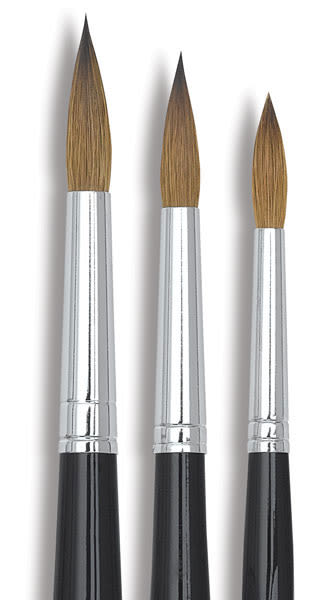 Da Vinci Ussuri Red Sable Round Brush Sets - Closeup of Set of 3 Round brushes