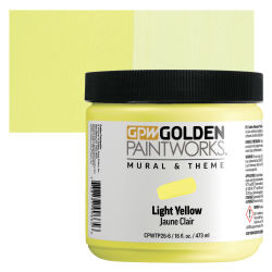 Golden Paintworks Mural and Theme Acrylic Paint - Light Yellow, 16 oz, Swatch and Jar