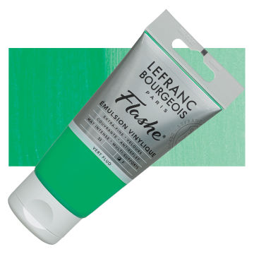Lefranc & Bourgeois Flashe Vinyl Paint - Fluorescent Green, 80 ml tube and swatch