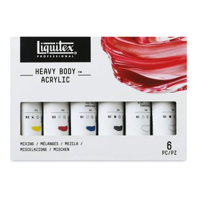 Liquitex Heavy Body Artist Acrylic Set - Primary Mix, Set of 6 colors, 2 oz tubes in packaging