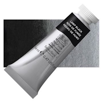 Open in modal - Winsor & Newton Professional Watercolor - Lamp Black, 14 ml tube and swatch