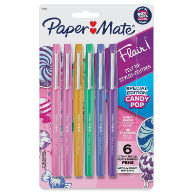 Paper Mate Flair Guard Pens - Candy Pop Colors, Set of 6, Medium tip