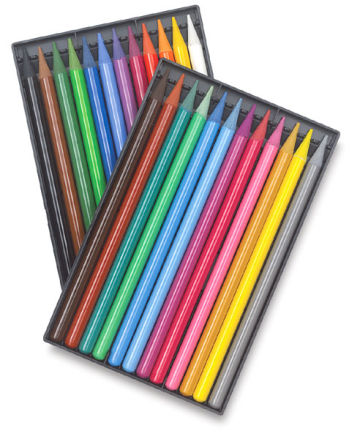 Color pencil set in the yellow box Royalty Free Vector Image