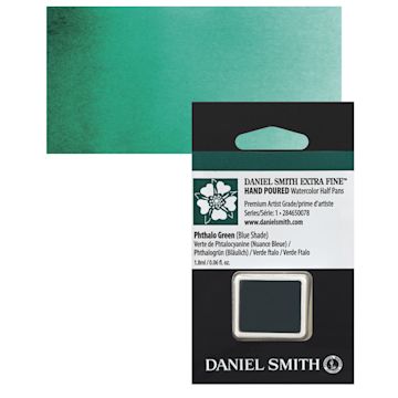 Open in modal - Daniel Smith Extra Fine Watercolor Half Pan - Phthalo Green Blue Shade  and swatch
