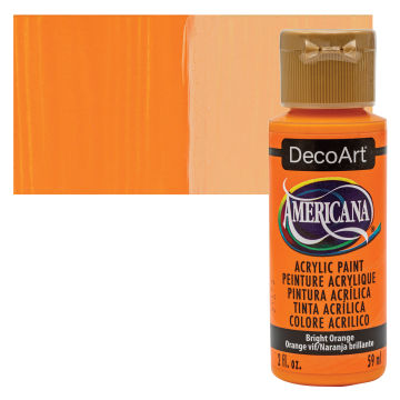 DecoArt Americana Acrylic Paint - Bright Orange, 2 oz Swatch with bottle