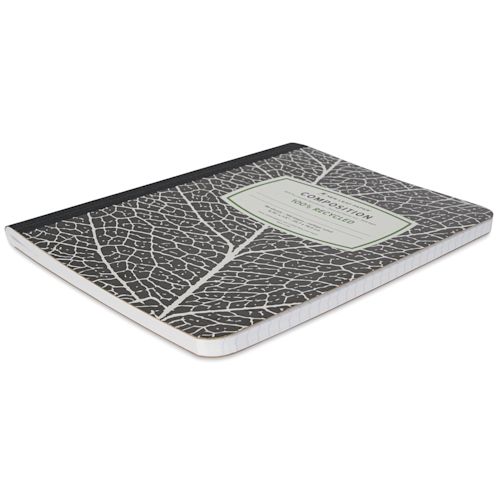 New Leaf Paper Composition Book - Black, Ruled, 9-3/4" x 7-1/2"