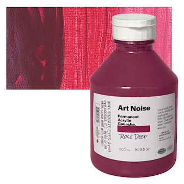 Open in modal - Tri-Art Art Noise Permanent Acrylic Gouache - Rose Deep, 500 ml, Bottle and swatch