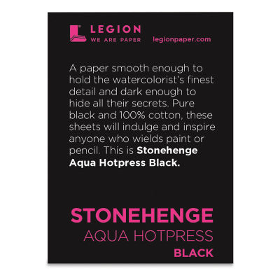 Legion Stonehenge Aqua Black Watercolor Paper Pad - 2-1/2" x 3-3/4", Hot Press, 10 Sheets