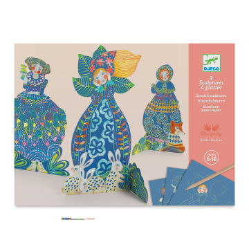 Djeco Petit Gift 3D Scratch Sculpture Kit - Pretty Dresses (Front of packaging)