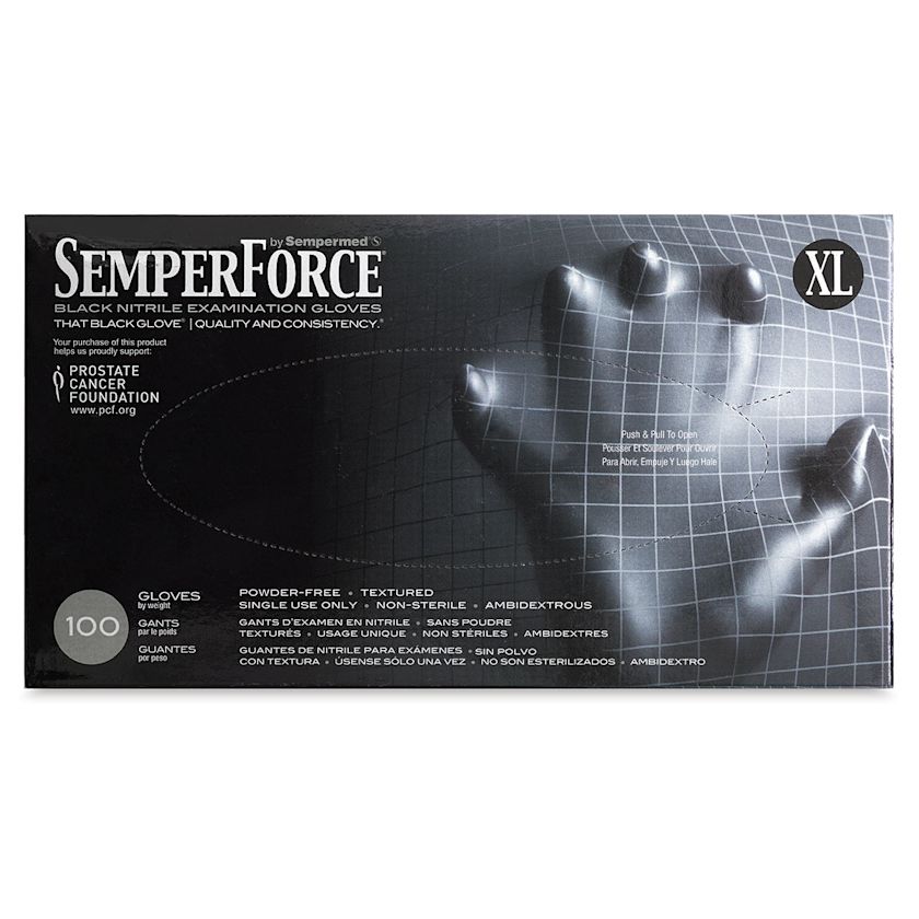 SemperForce Black Textured Nitrile Gloves, Box of 100 Extra Large