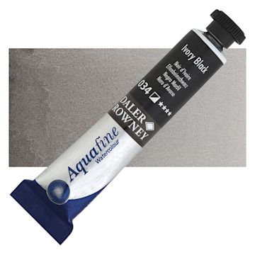 Open in modal - Daler-Rowney Aquafine Watercolor - Ivory Black, 8 ml Tube and swatch