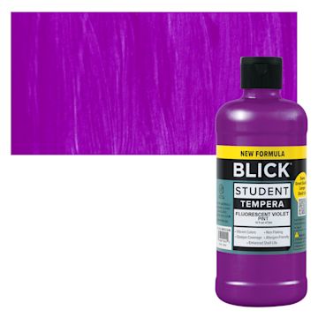 Open in modal - Blick Student Tempera Paint - Fluorescent Violet, 16 oz Bottle and swatch