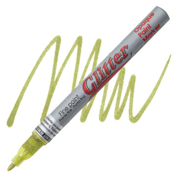 Decocolor Glitter Marker - Glitter Yellow, Fine Point with swatch