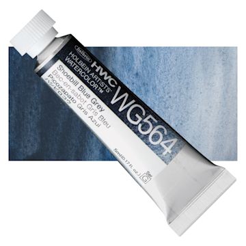 Open in modal - Holbein Artists' Watercolor - Shoebill Blue Grey, 5 ml tube and swatch