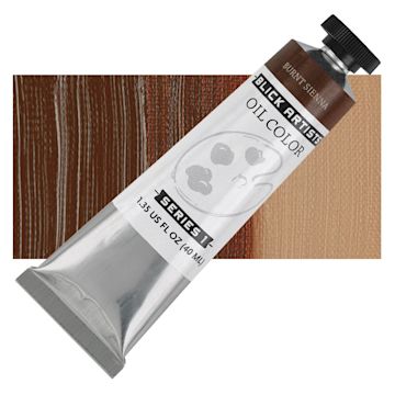 Open in modal - Blick Artists' Oil Paint - Burnt Sienna, 40 ml tube and swatch