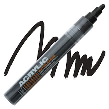 Open in modal - Montana Acrylic Marker - 2 mm Tip, Shock Black marker and swatch