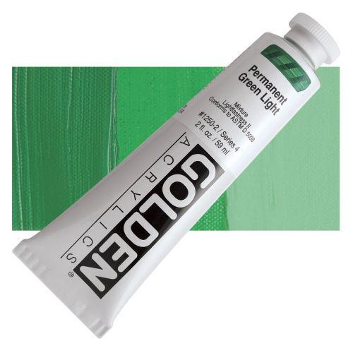 Golden Heavy Body Acrylic - Permanent Green Light 2 oz.