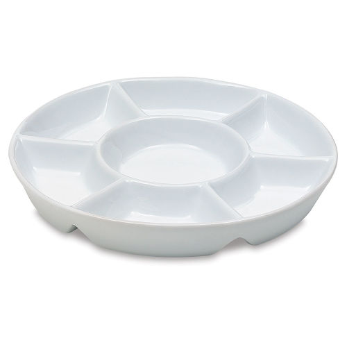 Richeson 7 Well Round Porcelain Palette Mixing Tray with Lid