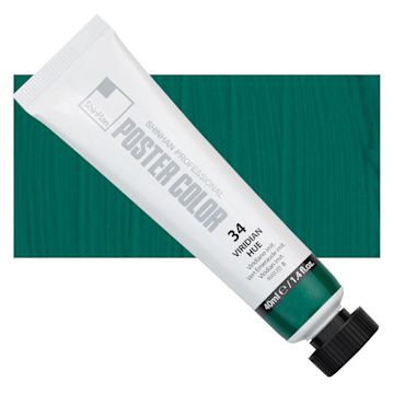 Open in modal - ShinHan Professional Poster Color Paint - Viridian Hue, 40 ml tube and swatch