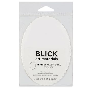 Open in modal - Blick Cards and Envelopes - 4 Bar Scallop Card, Pure White, 3-1/2" x 4-7/8", Pkg of 10, front of packaging