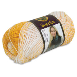 Lion Brand Scarfie Yarn - Cream/Mustard