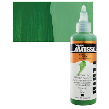 Open in modal - Matisse Fluid Acrylic - Chromium Oxide Green, 135 ml bottle and swatch